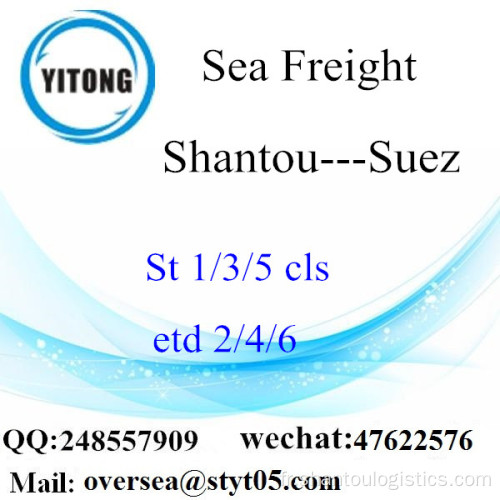 Consolidation LCL de Shantou Port à Suez
